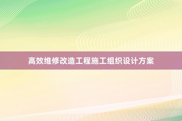 高效维修改造工程施工组织设计方案